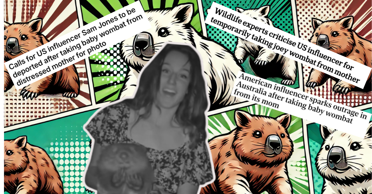 Who is the American influencer capturing global headlines for taking a joey wombat?